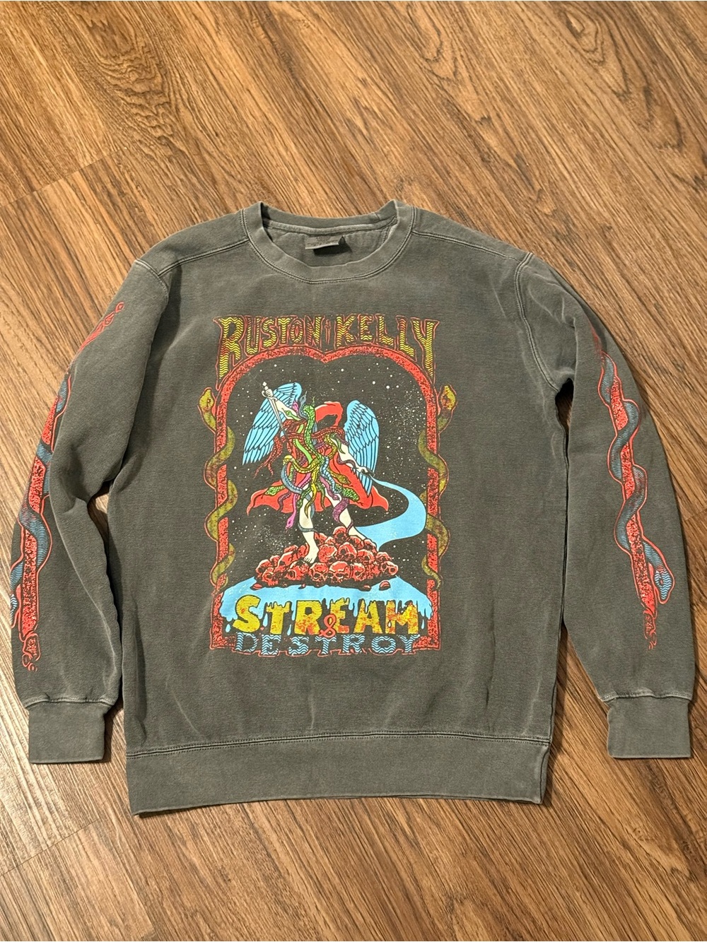 Ruston Kelly Rare ‘Stream & Destroy' Graphic Crewneck Sweatshirt Exclusive Merch